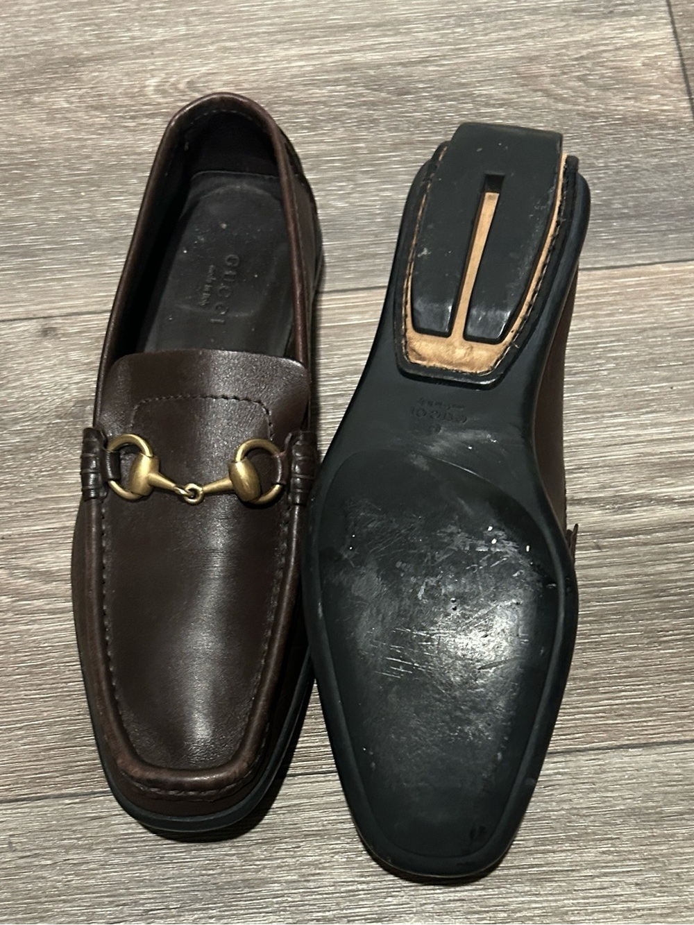 Gucci Dark Brown Leather Horsebit Loafers with Gold Hardware - Picture 12 of 13